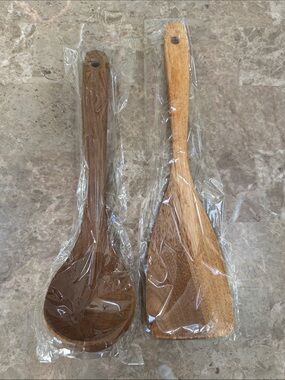 Wooden Spoon and Spatula Set - Two-Tone Natural Wood